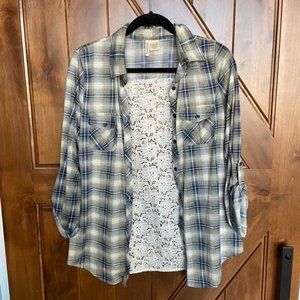 Lace back flannel